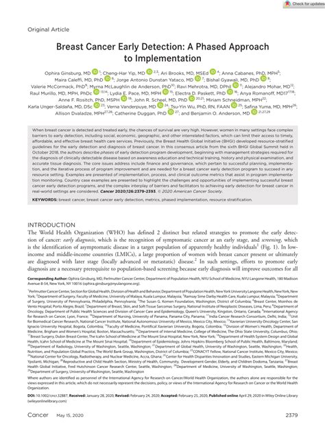 Breast cancer early detection: a phased approach to implementation.